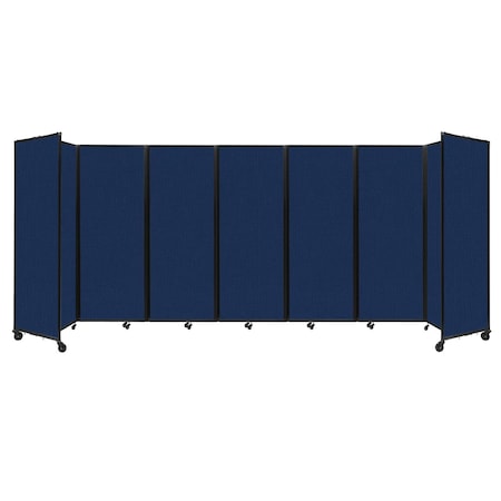 Versare Room Divider 360 Folding Portable Partition 19'6" x 7'6" Navy Blue Fabric 1190703